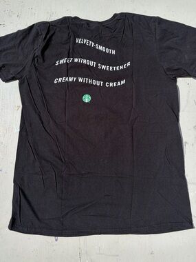 Men's Starbucks T-Shirt Black Solid M Coffee Cafe Nitro Iced Spell-Out Logo